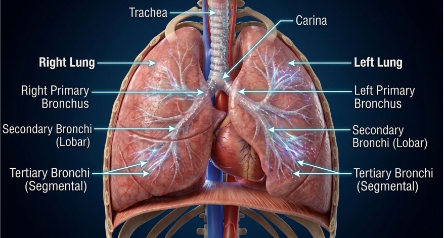 Infographic of Bronchi Parts in Parts of Human Respiratory System